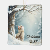 クリスマス子猫ウォッチングスノーフレーク セラミックオーナメント (左)