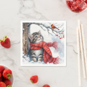 クリスマス子猫ウォッチング(鳥)ショウジョウコウカンチョウ スタンダードカクテルナプキン (インサイチュ)