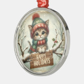 クリスマス子猫オーナメント メタルオーナメント (左)