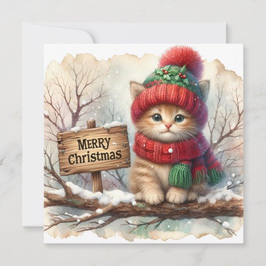クリスマス子猫グリーティングカード (正面)