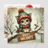 クリスマス子猫グリーティングカード (正面/裏面)