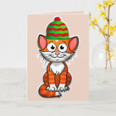 クリスマス子猫グリーティングカード カード (黄色い花)