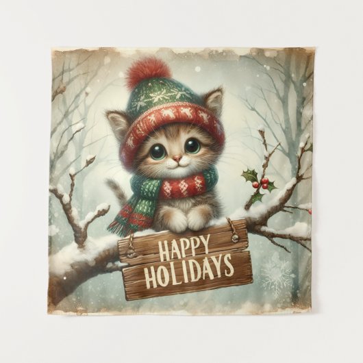 クリスマス子猫タペストリー タペストリー (正面)