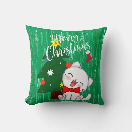 クリスマス子猫デザイン枠 クッション (正面)