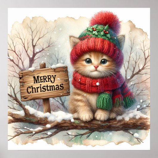 クリスマス子猫ポスター ポスター (正面)