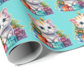 クリスマス子猫ラッピング紙 ラッピングペーパー (ロールコーナー)