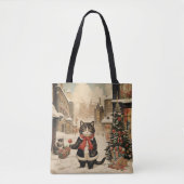 クリスマス子猫雪の日 トートバッグ (正面)