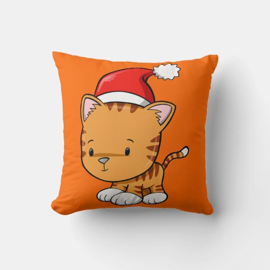 クリスマス子猫「かぼちゃ」枕 クッション (正面)