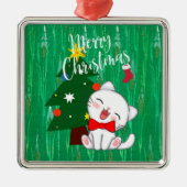 クリスマス子猫、かわいい可愛い メタルオーナメント (正面)