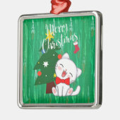 クリスマス子猫、かわいい可愛い メタルオーナメント (左)