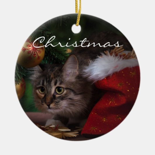 クリスマス子猫 セラミックオーナメント (正面)