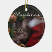 クリスマス子猫 セラミックオーナメント (左)