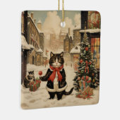 クリスマス子猫、雪の日 セラミックオーナメント (右)