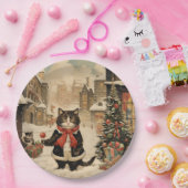 クリスマス子猫、雪の日 ペーパープレート (パーティー)