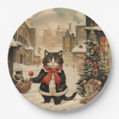 クリスマス子猫、雪の日 ペーパープレート (正面)