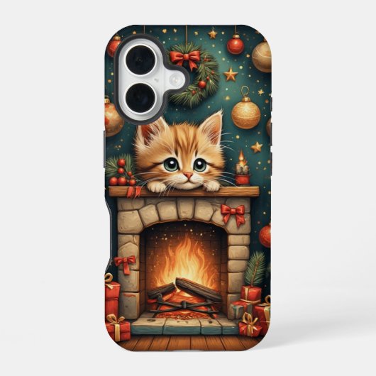 クリスマス子猫 iPhone 16ケース (裏面)