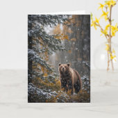 クリスマス季節のごあいさつビューティフルベア カード (黄色い花)