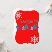 クリスマス季節のごあいさつフラットグリーティングカード カード (正面/裏面インサイチュ)