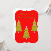 クリスマス季節のごあいさつRedFlatグリーティングカード カード (正面/裏面インサイチュ)