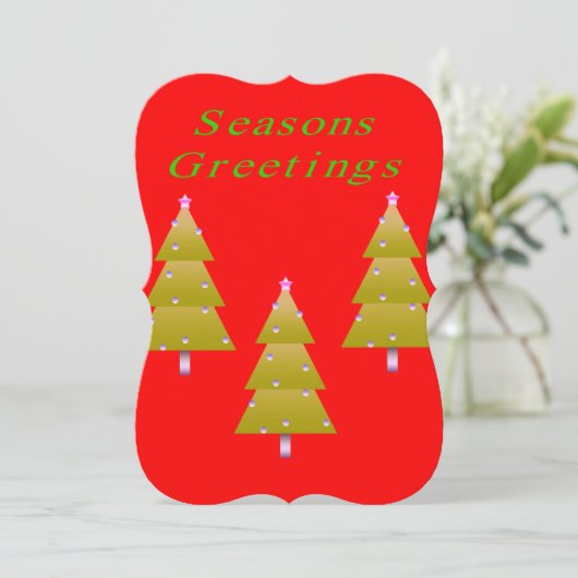 クリスマス季節のごあいさつRedFlatグリーティングカード カード (スタンド正面)