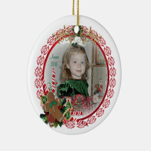 クリスマス孫ポートレートインリース セラミックオーナメント (右)