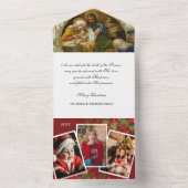 クリスマス宗教写真イエス・メアリー・ジョセフ一家 オールインワン招待状 (内側)