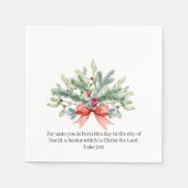 クリスマス宗教水彩緑 スタンダードカクテルナプキン (正面)