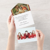 クリスマス宗教的な写真ヴァージンメアリー・イエス・エンジェルス オールインワン招待状 (貼ってはがせる)