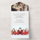 クリスマス宗教的な写真ヴァージンメアリー・イエス・エンジェルス オールインワン招待状 (内側)