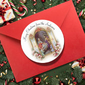 クリスマス宗教的ヴィンテージ出生 ラウンドシール