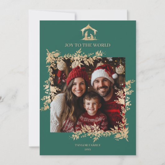 クリスマス宗教的出生シーン家族の写真 シーズンカード (正面)