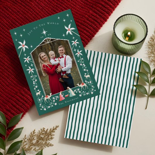 クリスマス宗教的出生シーン家族の写真 シーズンカード