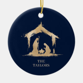 クリスマス宗教的出生シーン家族の写真 セラミックオーナメント