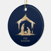 クリスマス宗教的出生シーン家族の写真 セラミックオーナメント (左)