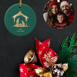 クリスマス宗教的出生シーン家族の写真 セラミックオーナメント