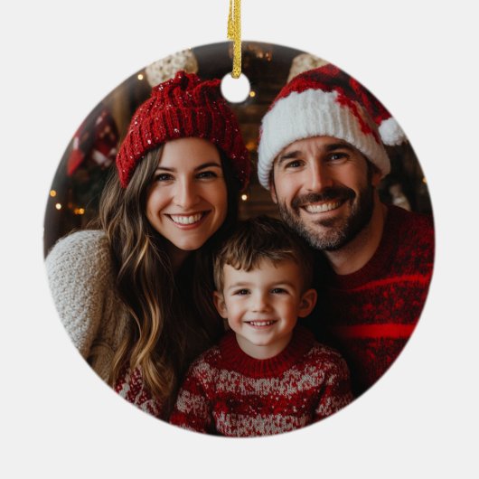 クリスマス宗教的出生シーン家族の写真 セラミックオーナメント (裏面)