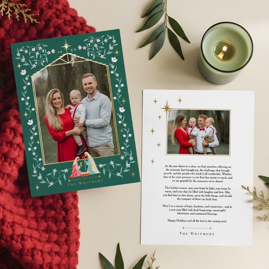 クリスマス宗教的出生シーン家族の写真 箔シーズンカード