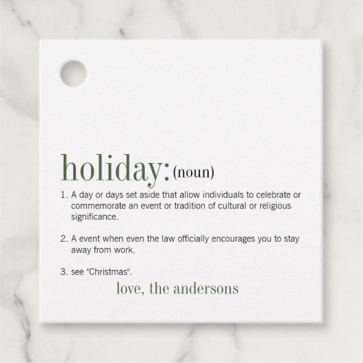 クリスマス定義の休日 フェイバータグ (正面)