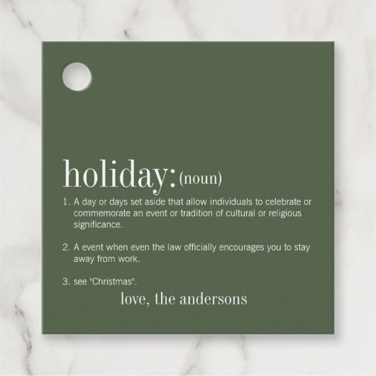 クリスマス定義ホリデーグリーン フェイバータグ (正面)