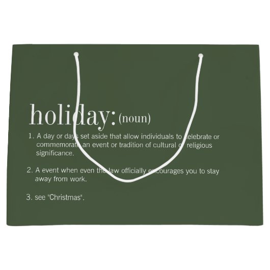 クリスマス定義ホリデーグリーン ラージペーパーバッグ (正面)