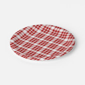 クリスマス定義ホリデーレッドプレイド ペーパープレート (アングル)