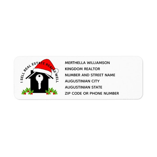 クリスマス実在エステートエージェント不動産仲介業者差出人住所 ラベル (正面)