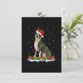 クリスマス家族お揃いのサンタ帽ボストンテリア犬 招待状 (スタンド正面)