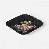 クリスマス家族お揃いサンタトラック恐竜 ペーパープレート (傾斜あり)