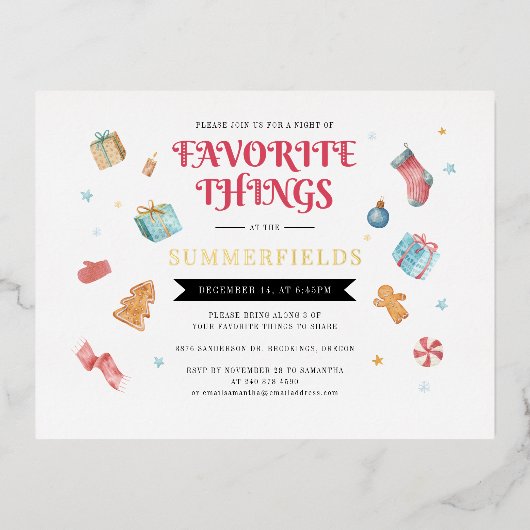 クリスマス家族のお気に入りの年次金ゴールド 箔シーズンポストカード (正面)