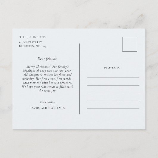 クリスマス家族のアニュアルレポートかわいいおもしろい家族 ポストカード (裏面)