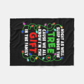 クリスマス家族のクリスマスはおもしろいもスリープ状態 フリースブランケット (正面(横))