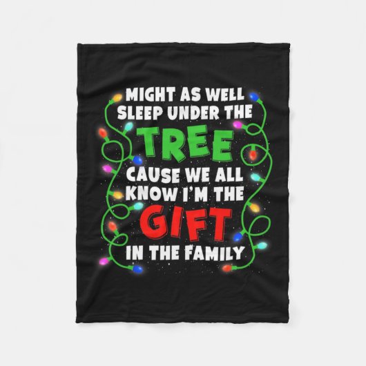 クリスマス家族のクリスマスはおもしろいもスリープ状態 フリースブランケット (正面)