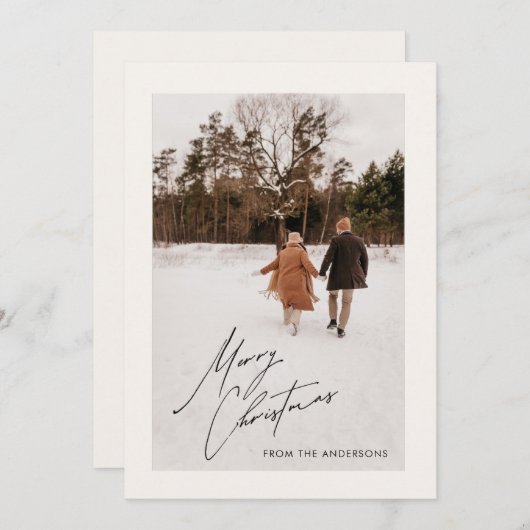 クリスマス家族のホリデーカード 招待状 (正面/裏面)