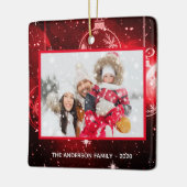 クリスマス家族の写真の赤い星がボーブル セラミックオーナメント (左)